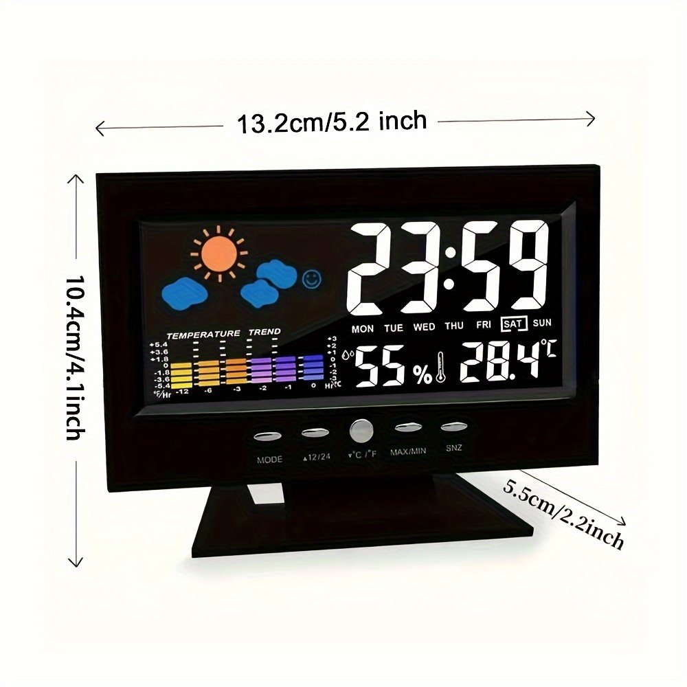 Horloge SUTAN avec commande vocale, affichage de la température et de l'humidité - alimenté par piles avec câble d'alimentation USB