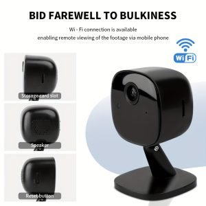 Caméra de Sécurité Intérieure FHD avec Audio Bidirectionnel, Vision Nocturne Infrarouge pour Animaux/Enfants , 2,4G WiFi & Contrôle par Application