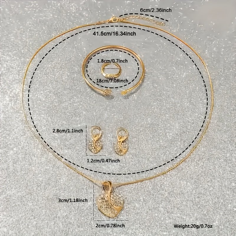 Ensemble de 6 accessoires sans Boite, élégants pour femmes - Montre à quartz, boucles pendantes, bracelet et bague