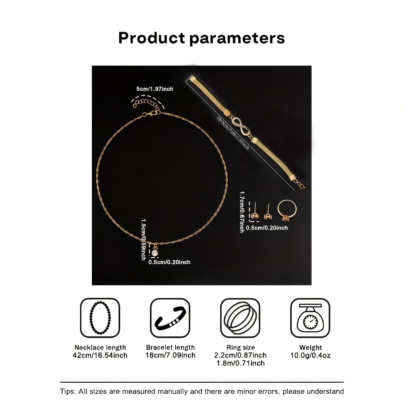 6 pièces Ensemble Élégant sans Boite pour femme - Montre en Acier Doré, Bracelets & Colliers Accentués - Cadeau Idéal pour Femme