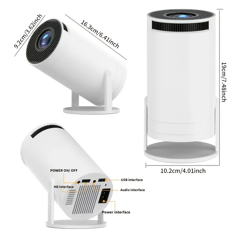Projecteur Android 11 OS avec WiFi double bande, décodage 720P/4K, HDTV/USB/Priorités, pour home cinéma, bureau, jeux, streaming