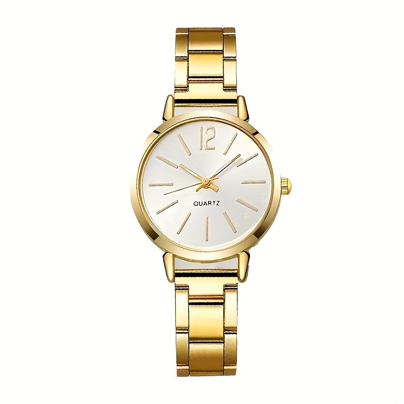 6 pièces Ensemble Élégant sans Boite pour femme - Montre en Acier Doré, Bracelets & Colliers Accentués - Cadeau Idéal pour Femme