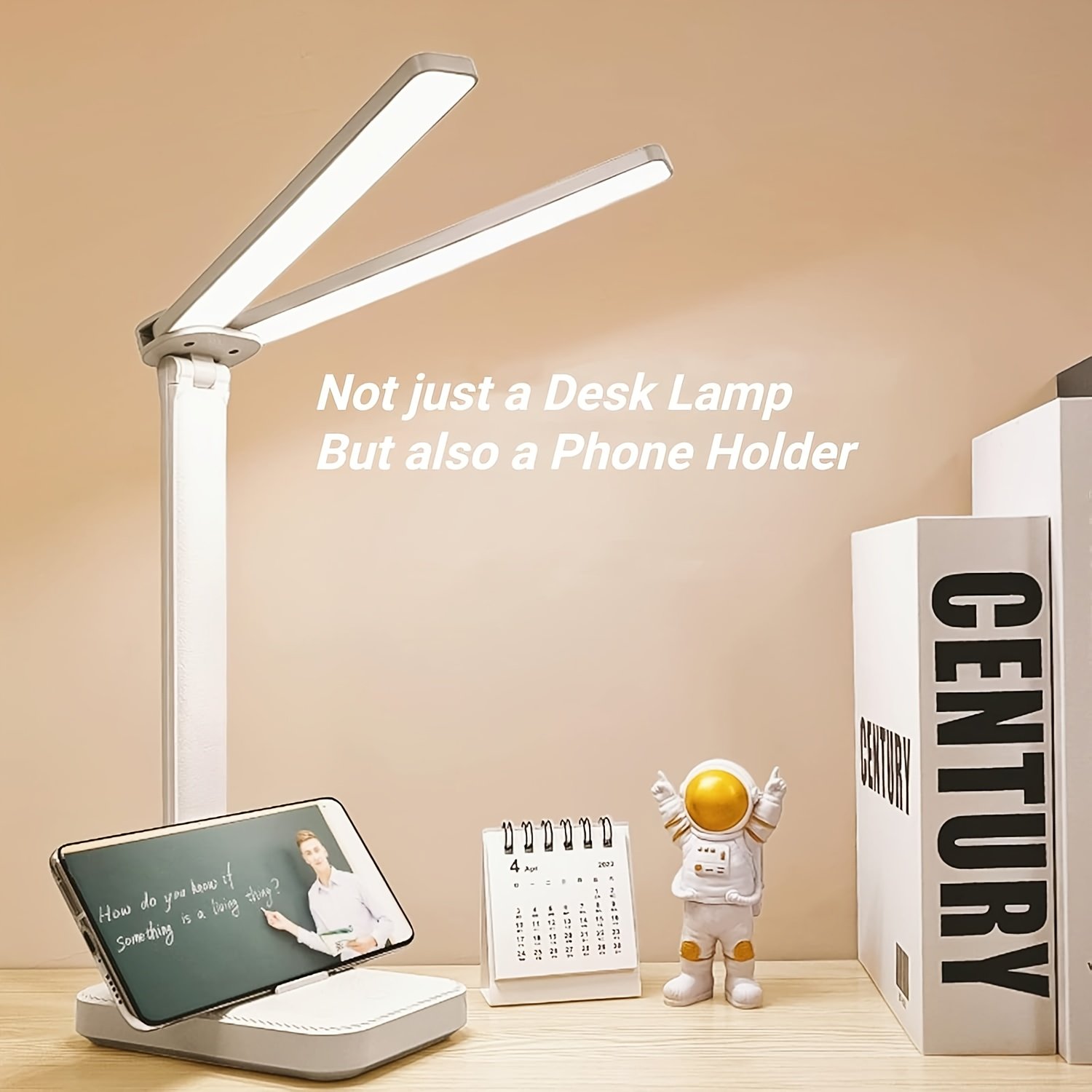 Lampe pliable intelligente à double tête LED réglable, adaptée à l'étude et au bureau, charge USB, longue autonomie, tactile