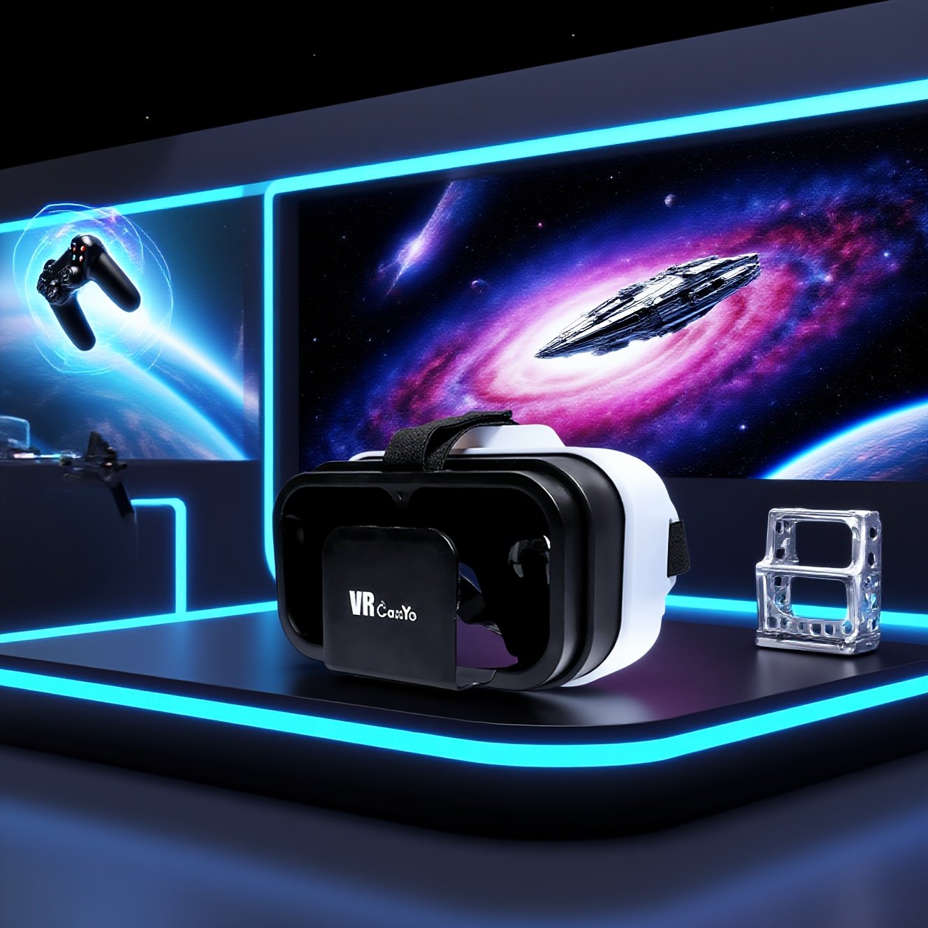 Casque VR Pliable et Élégant avec Lentilles Acryliques HD, Angle de Vue 3D Ultra-Large – Parfait pour les Gamers et les Passionnés de TV, Réalité Virtuelle