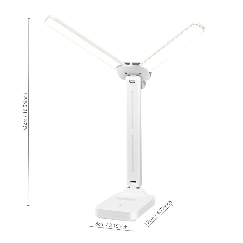 Lampe pliable intelligente à double tête LED réglable, adaptée à l'étude et au bureau, charge USB, longue autonomie, tactile