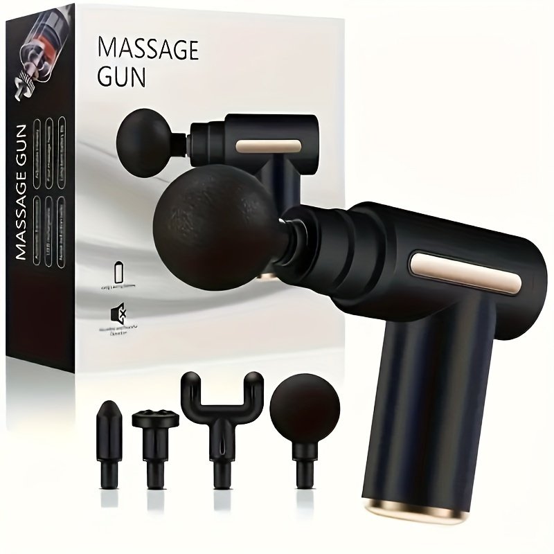 Pistolet de massage fascia électrique, livré avec 4 têtes de massage interchangeables, moteur sans balais ultra-silencieux portable à main