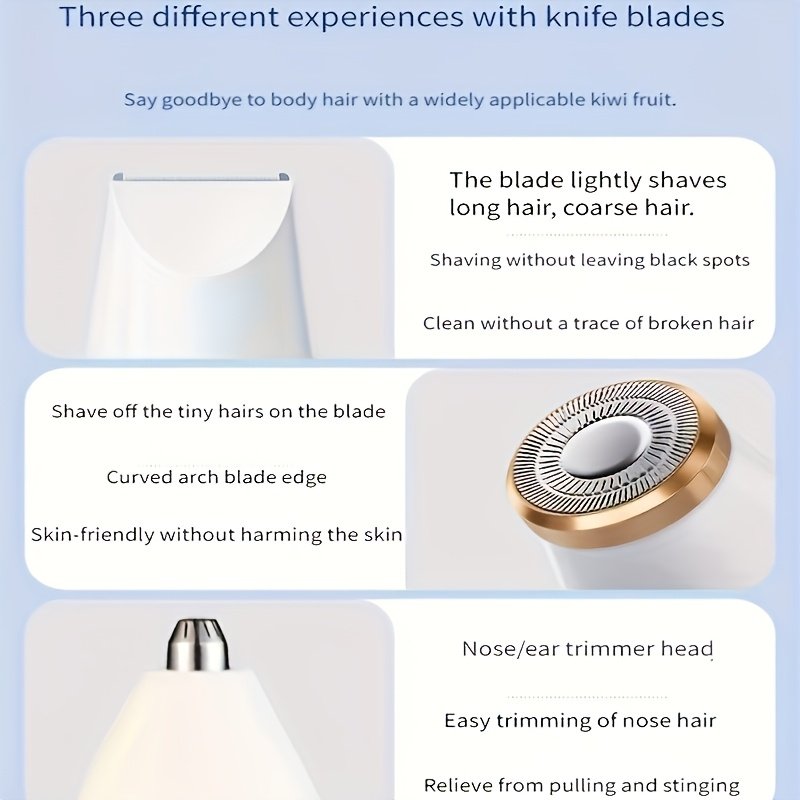 FEIYBA Rasoir Électrique & Tondeuse - Utilisation à Sec/Humide avec Batterie , Multi-Fonctions Epilateur Facile Idéal Cadeau pour Femme
