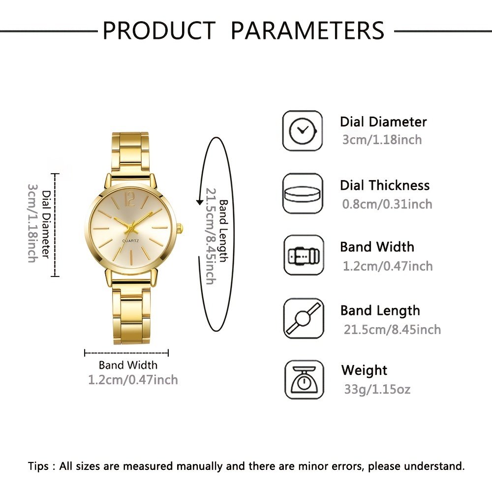 Ensemble de 6 Pièces sans Boîte Montre d'Inspiration Vintage & Bijoux Cœur - Bracelet en Acier Inoxydable, Cadeau pour Femme