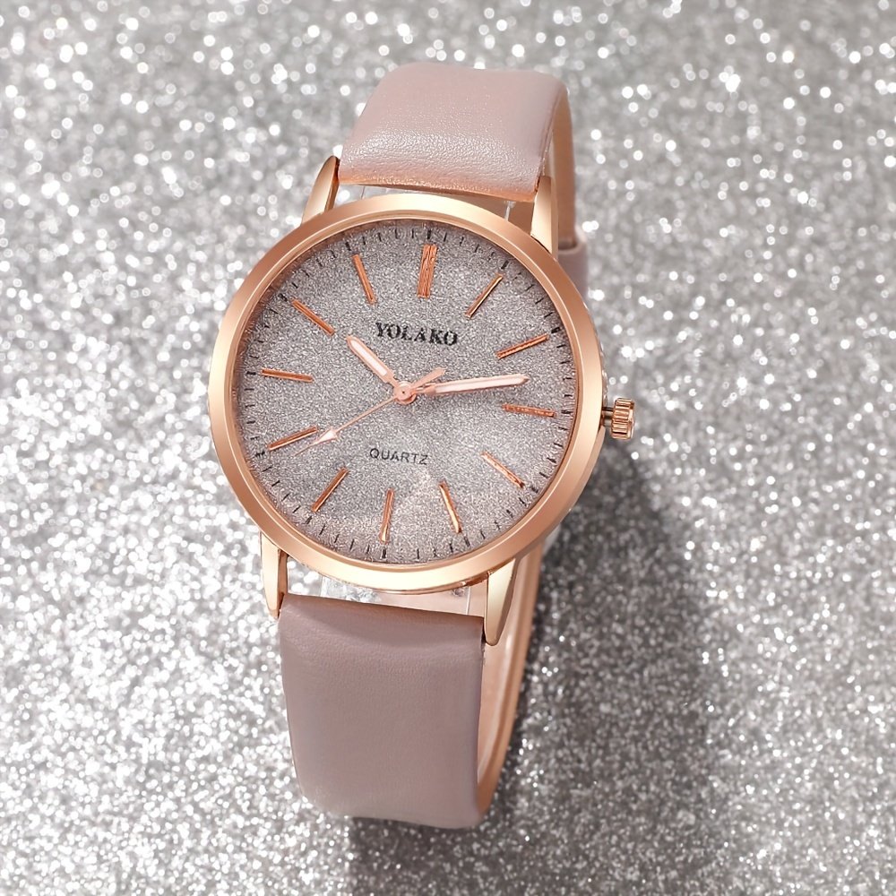 Ensemble de 6 pièces sans Boîte pour Femme Montre en Forme de Cœur avec Bracelet en Cuir et Ensemble de Bijoux - Décontractée