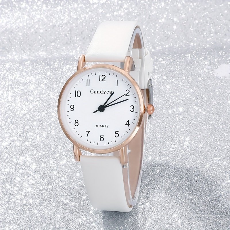Ensemble de 6 Pièces sans Boîte Cadeau pour Femme , Montre à Quartz en Cuir Vintage, Mode Sportive et Décontractée