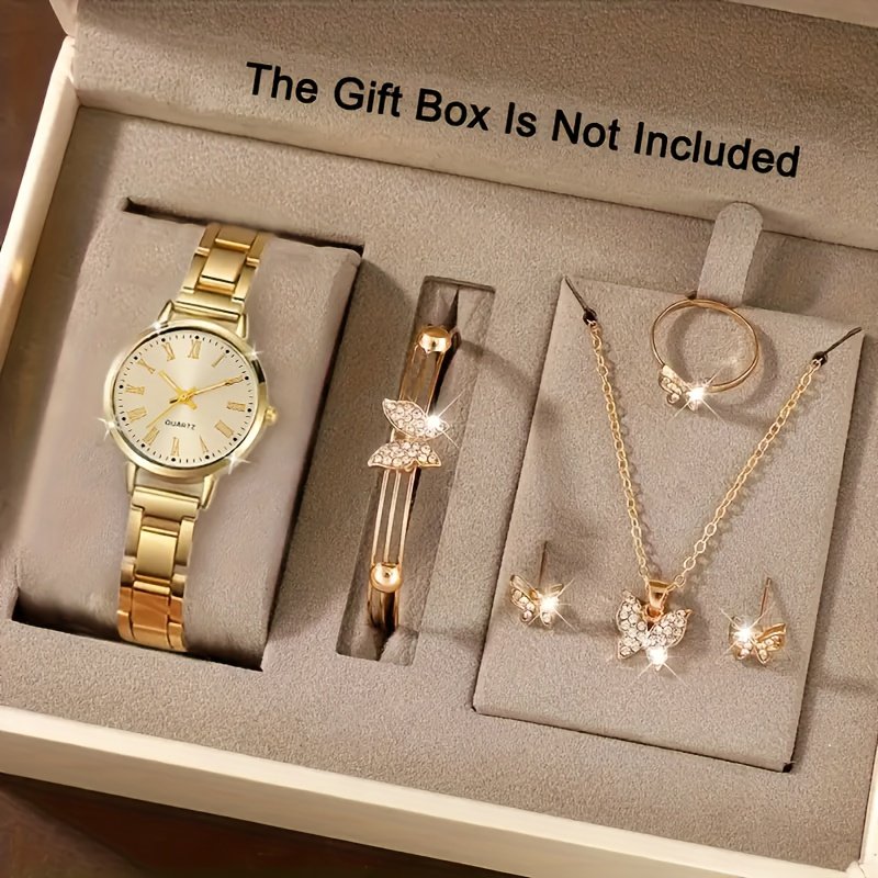 Ensemble de Bijoux sans Boîte Élégant à Papillon 6pcs de Luxe , Cadeau Parfait pour Femme