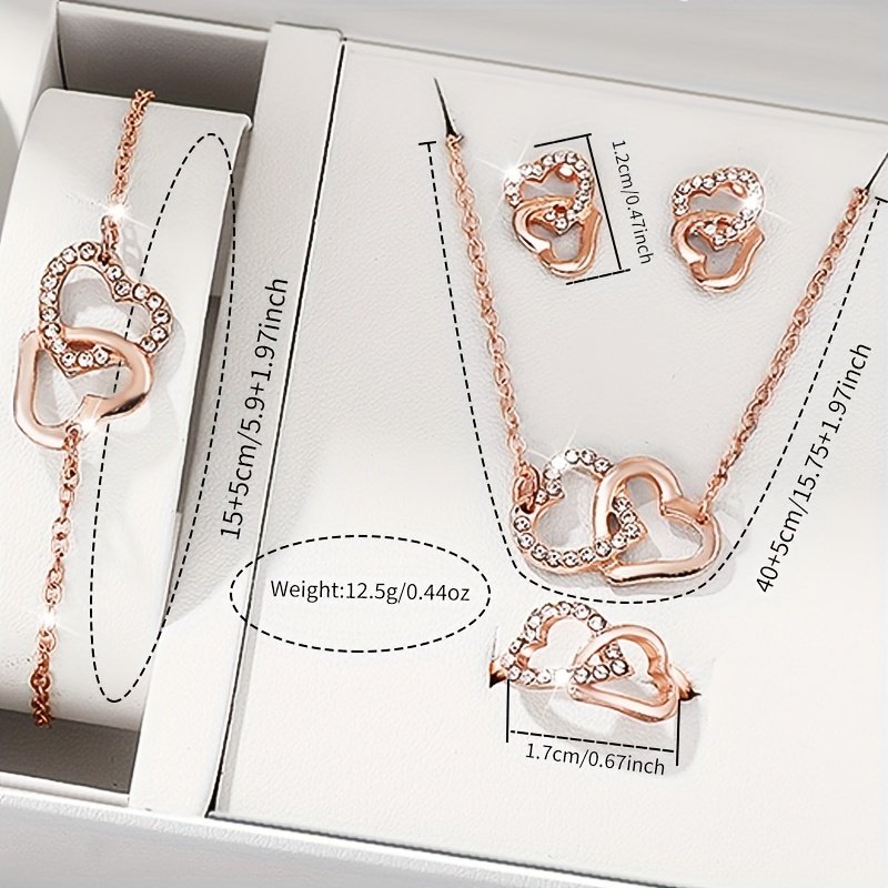 Ensemble de 6 pièces sans Boîte pour Femme Montre en Forme de Cœur avec Bracelet en Cuir et Ensemble de Bijoux - Décontractée