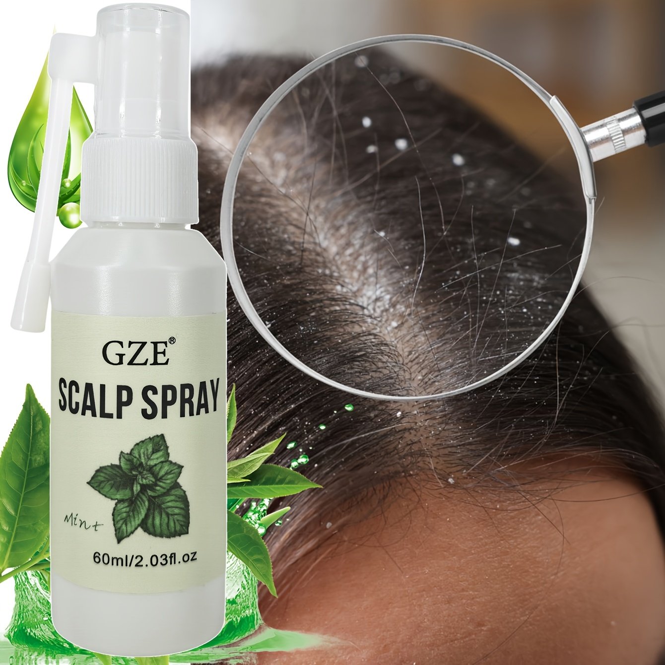 GZE Spray capillaire - Après-shampoing sans rinçage Élimine les pellicules et enlève les joues pour la peau, hommes et femmes