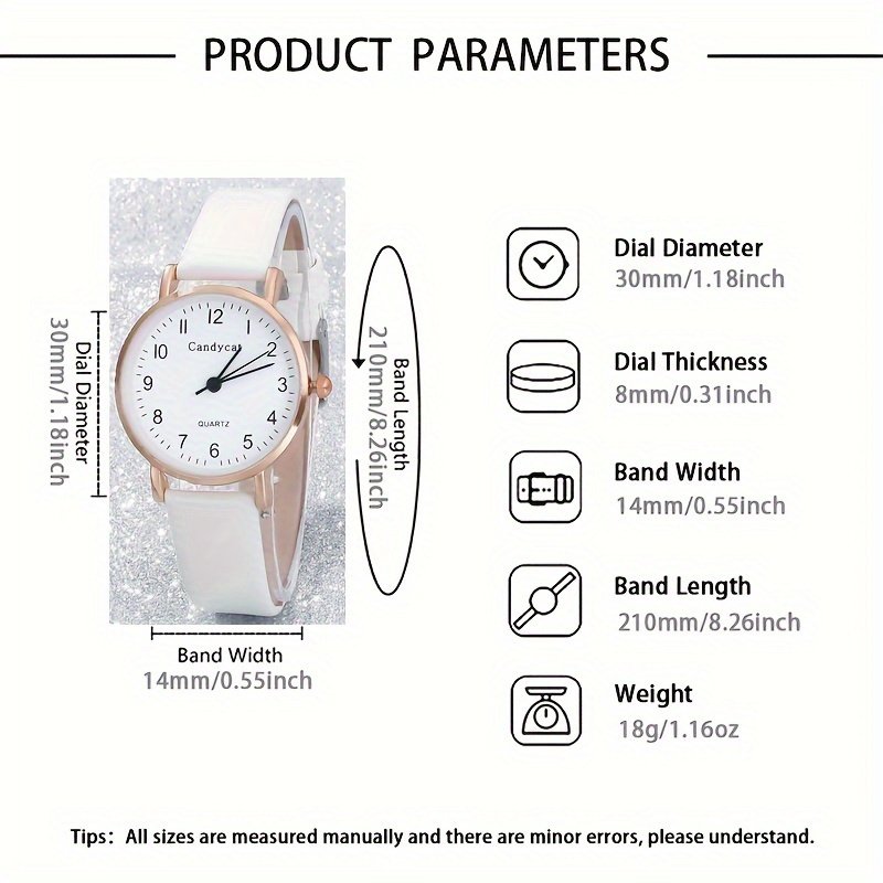 Ensemble de 6 Pièces sans Boîte Cadeau pour Femme , Montre à Quartz en Cuir Vintage, Mode Sportive et Décontractée