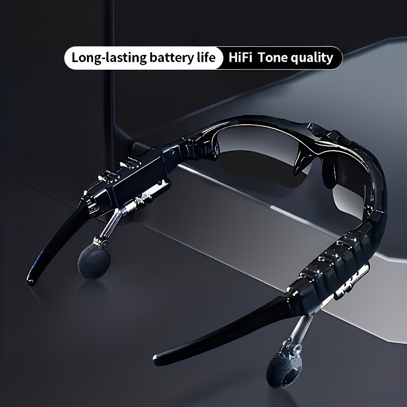 BRIAME Smart Wireless Glasses avec suppression active du bruit, écouteurs stéréo et microphone - Batterie au lithium rechargeable USB Type-C