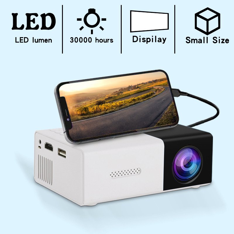 Mini projecteur 1080P, alimenté par USB avec télécommande, projecteur de cinéma 16:9 pour home cinéma, films en plein air