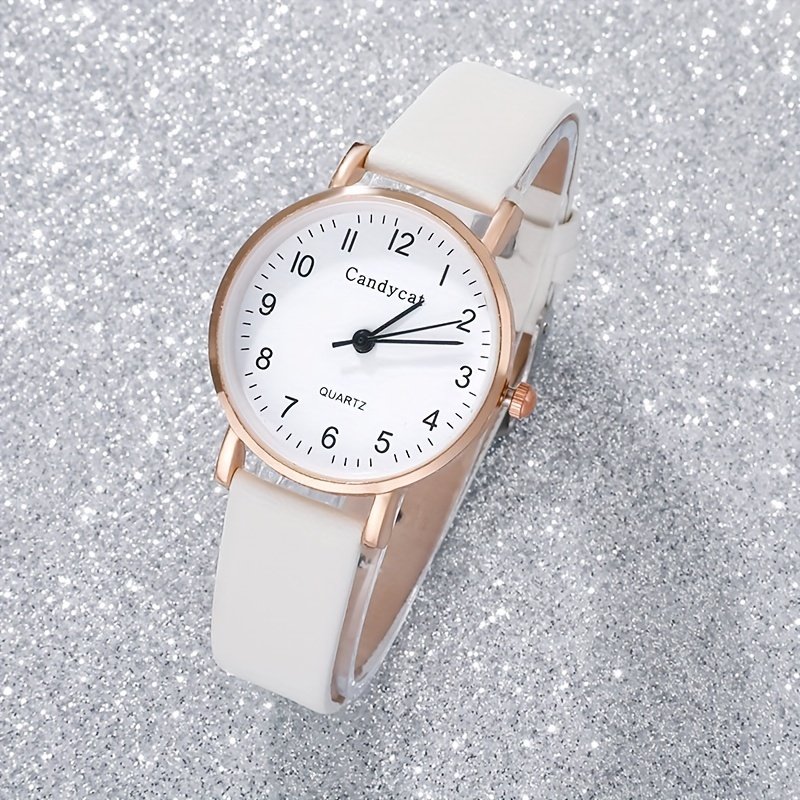 Ensemble de 6 Pièces sans Boîte Cadeau pour Femme , Montre à Quartz en Cuir Vintage, Mode Sportive et Décontractée