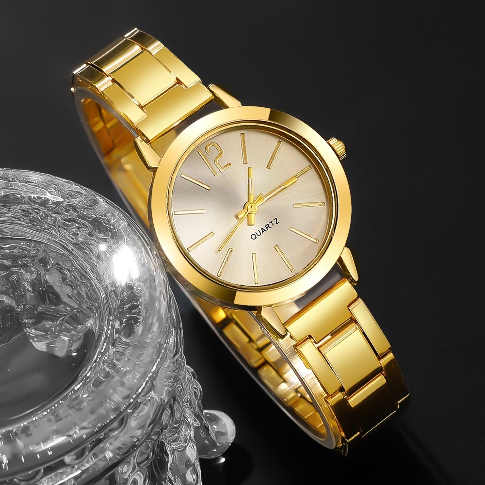 Ensemble de 6 Pièces sans Boîte Montre d'Inspiration Vintage & Bijoux Cœur - Bracelet en Acier Inoxydable, Cadeau pour Femme