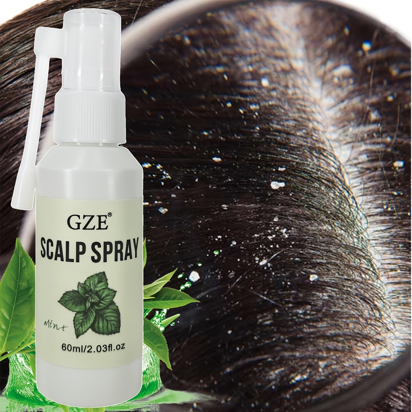 GZE Spray capillaire - Après-shampoing sans rinçage Élimine les pellicules et enlève les joues pour la peau, hommes et femmes