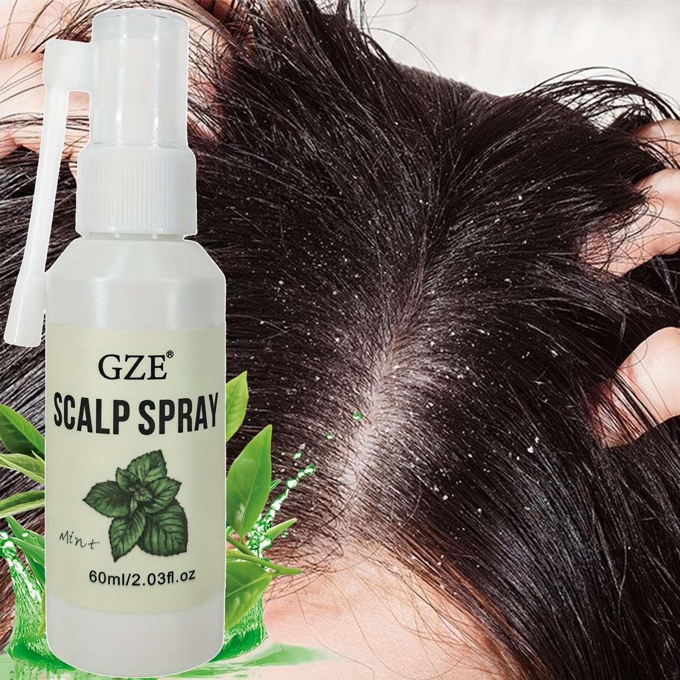 GZE Spray capillaire - Après-shampoing sans rinçage Élimine les pellicules et enlève les joues pour la peau, hommes et femmes