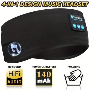 Masque de sommeil et écouteurs sans fil 3-en-1 - Masque de sommeil antibruit avec son HD, batterie, rechargeable par USB