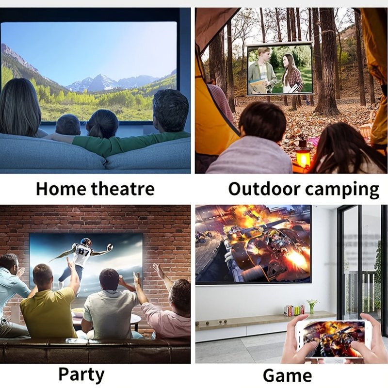 Mini projecteur 1080P, alimenté par USB avec télécommande, projecteur de cinéma 16:9 pour home cinéma, films en plein air