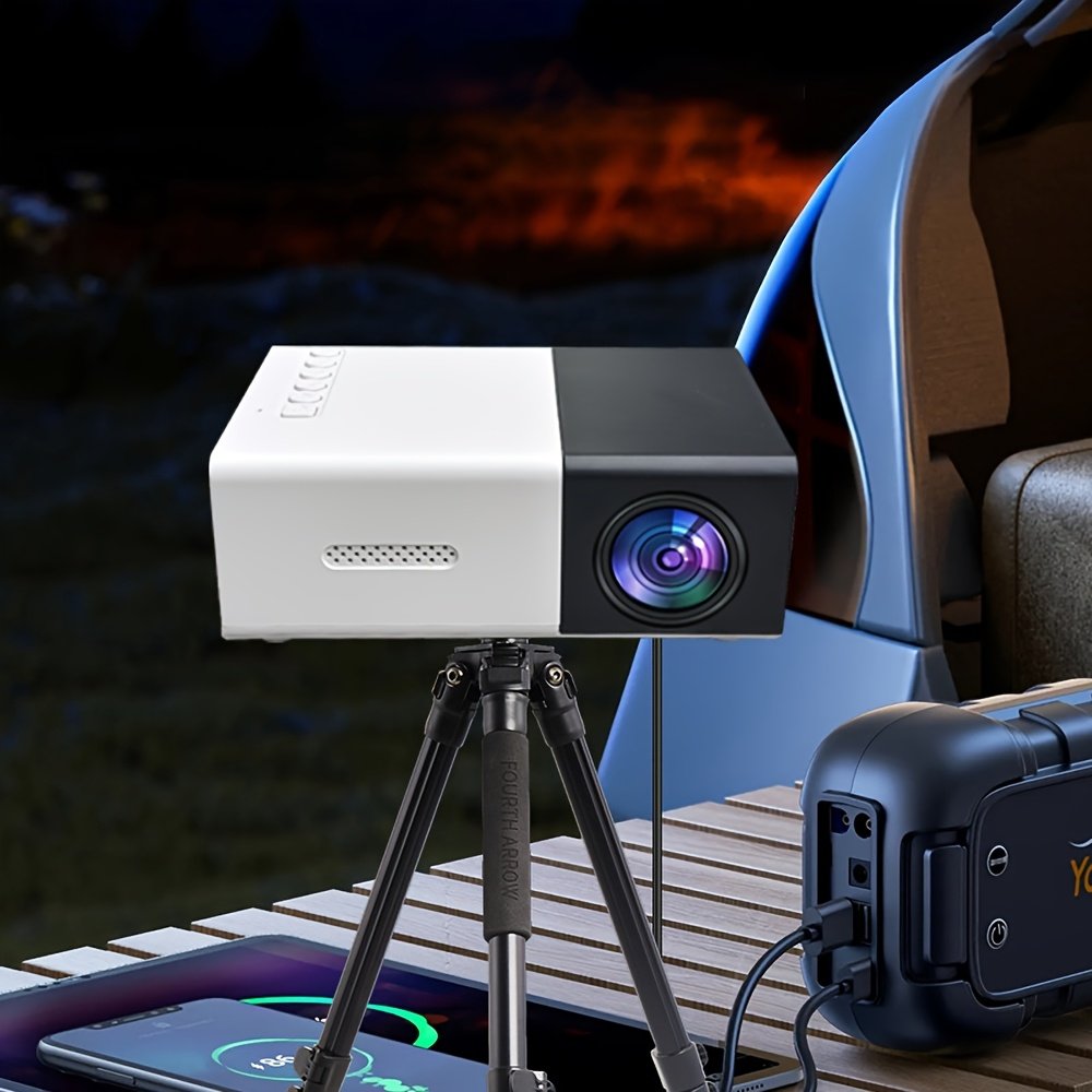 Mini projecteur 1080P, alimenté par USB avec télécommande, projecteur de cinéma 16:9 pour home cinéma, films en plein air