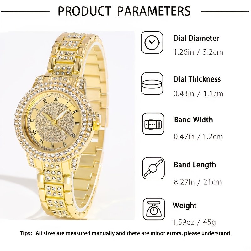 6 pièces Montre à Quartz sans Boite - Design Luxueux en Strass Carré Scintillant - Cadeau Idéal pour Femme