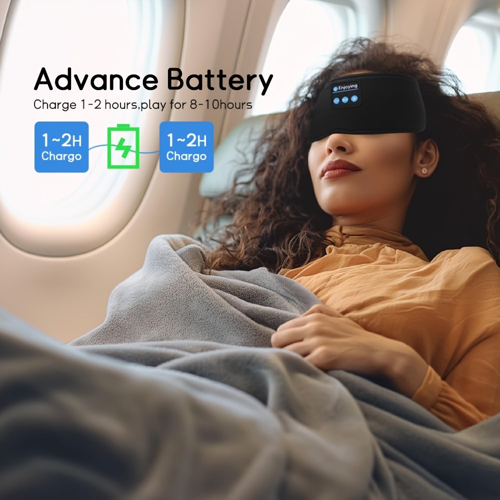Masque de sommeil et écouteurs sans fil 3-en-1 - Masque de sommeil antibruit avec son HD, batterie, rechargeable par USB