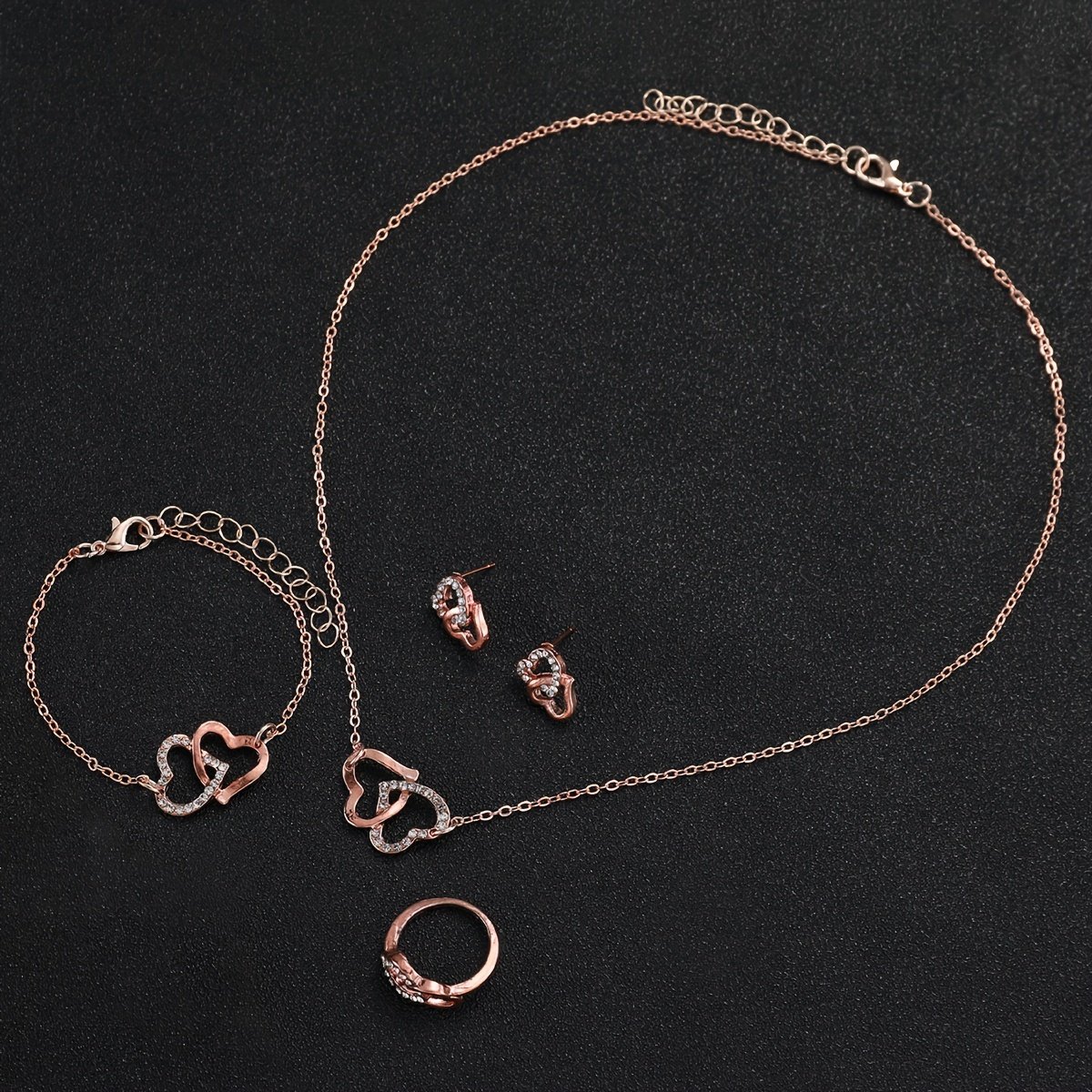Ensemble de 6pc sans Boîte , Montre à quartz élégante pour femme avec cadran à chiffres romains , bracelet en cuir