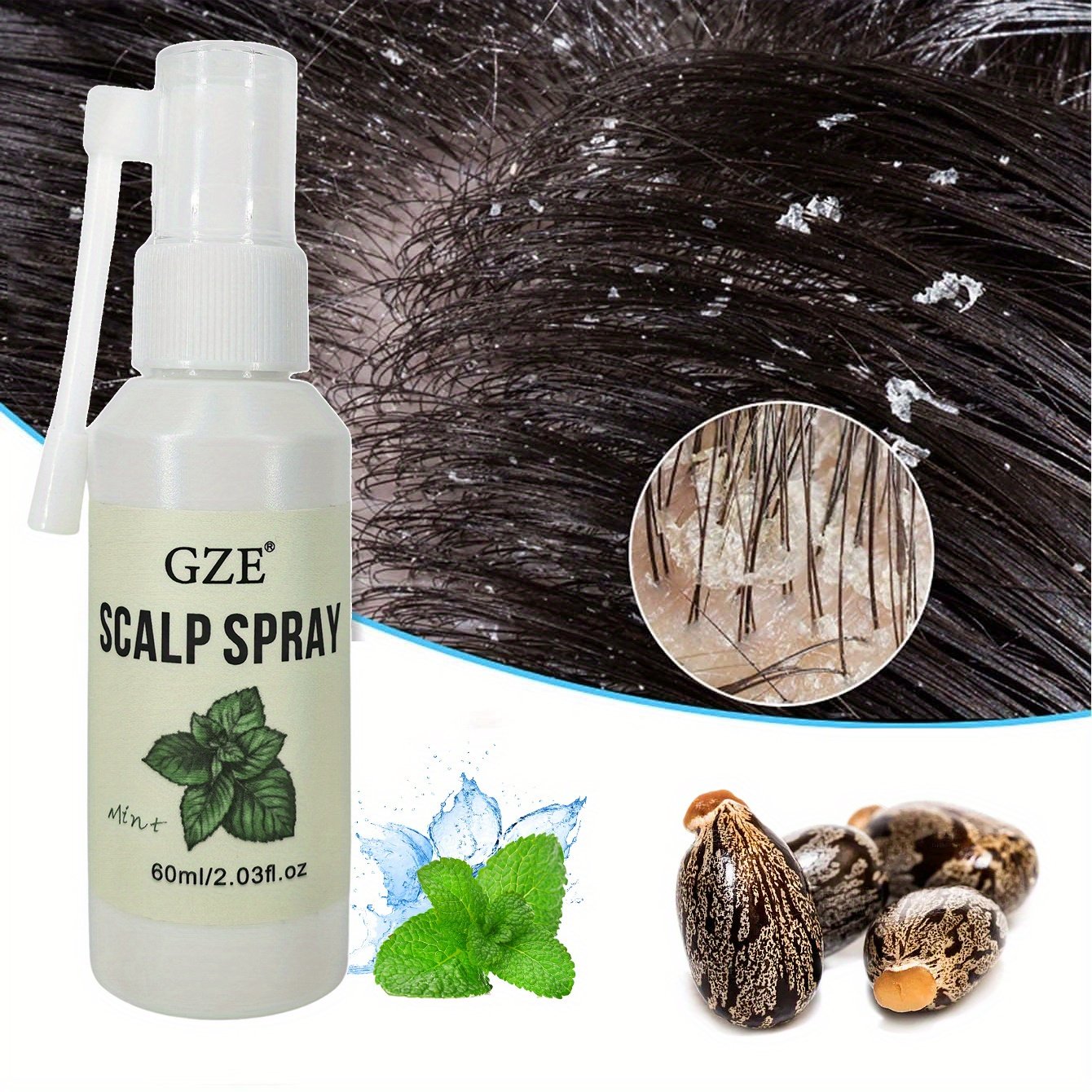 GZE Spray capillaire - Après-shampoing sans rinçage Élimine les pellicules et enlève les joues pour la peau, hommes et femmes