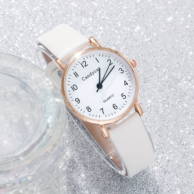 Ensemble de 6 Pièces sans Boîte Cadeau pour Femme , Montre à Quartz en Cuir Vintage, Mode Sportive et Décontractée
