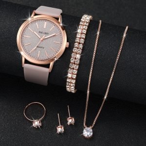 Montre Quartz Décontractée sans Boîte pour Femme , Ensemble de Bijoux 6pcs