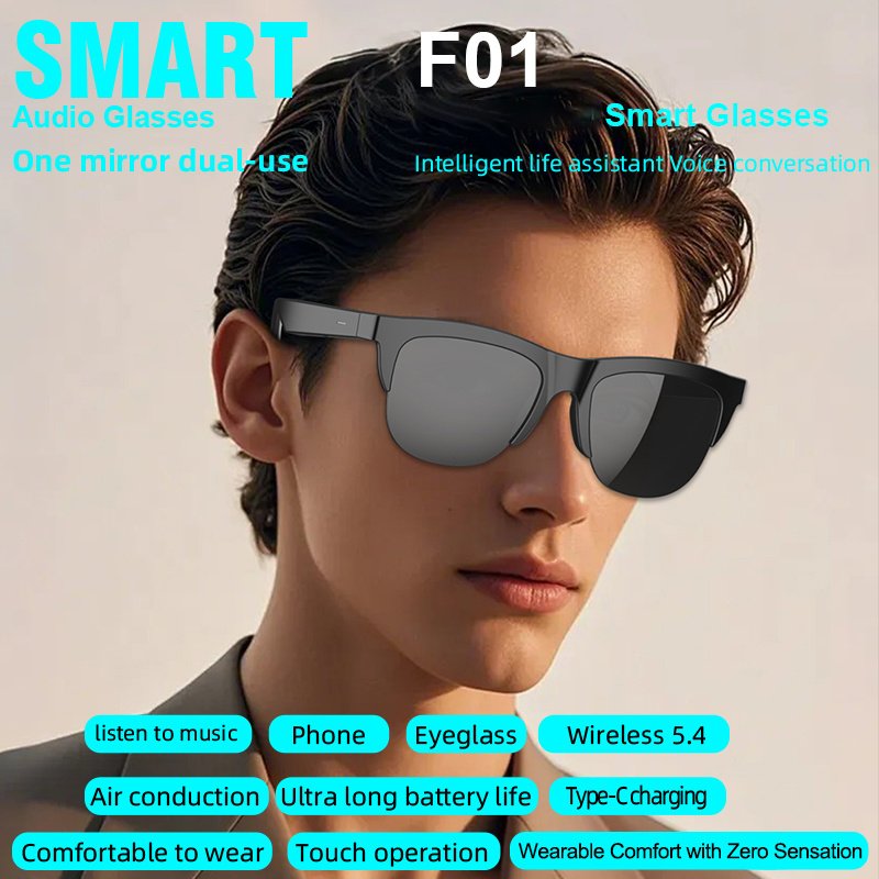 Nouvelles Lunettes Sans Fil Intelligentes, Technologie Noire , Son HiFi, Stéréo HD, Autonomie Ultra-Longue, Batterie à Longue Durée, Monture Légère et Tendance