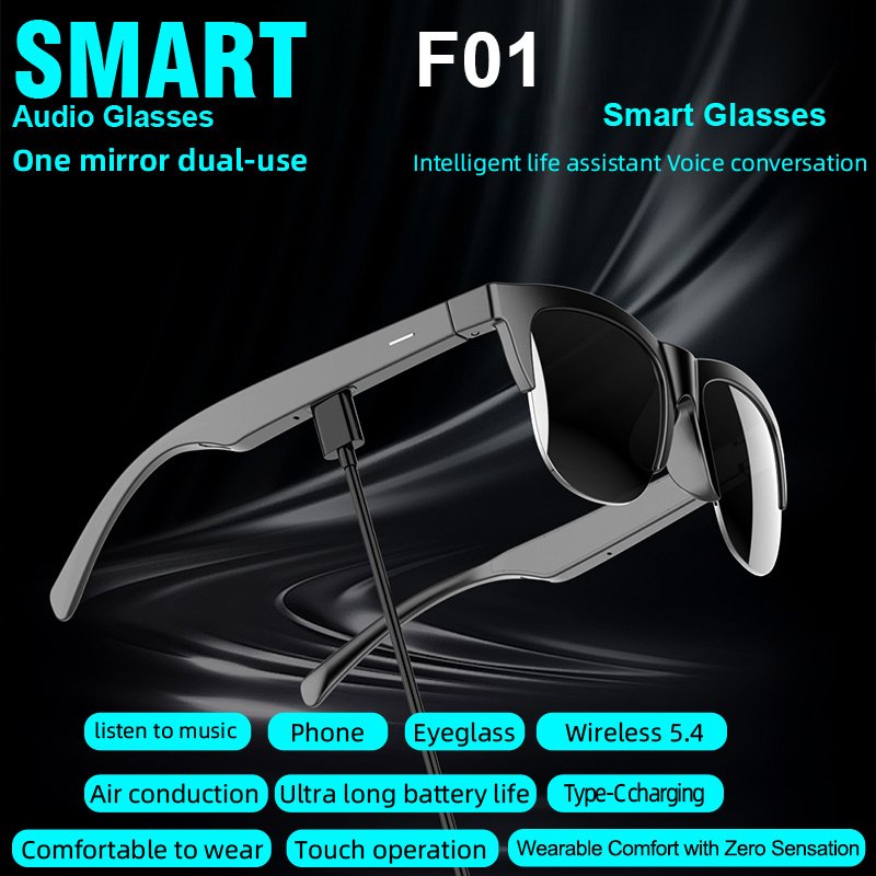 Nouvelles Lunettes Sans Fil Intelligentes, Technologie Noire , Son HiFi, Stéréo HD, Autonomie Ultra-Longue, Batterie à Longue Durée, Monture Légère et Tendance
