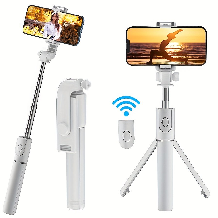 Perche à Selfie Trépied avec Télécommande Sans Fil, Support Téléphone Extensible Rotatif à 360° , de Voyage