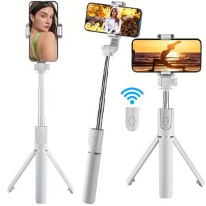 Perche à Selfie Trépied avec Télécommande Sans Fil, Support Téléphone Extensible Rotatif à 360° ,  de Voyage