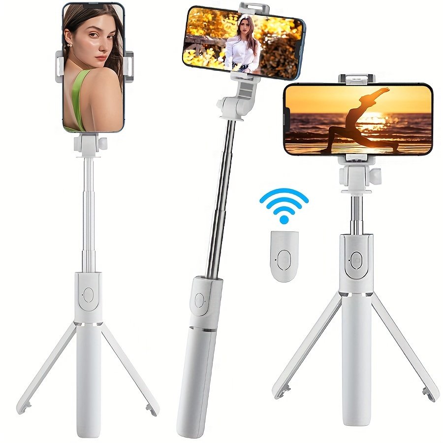 Perche à Selfie Trépied avec Télécommande Sans Fil, Support Téléphone Extensible Rotatif à 360° , de Voyage