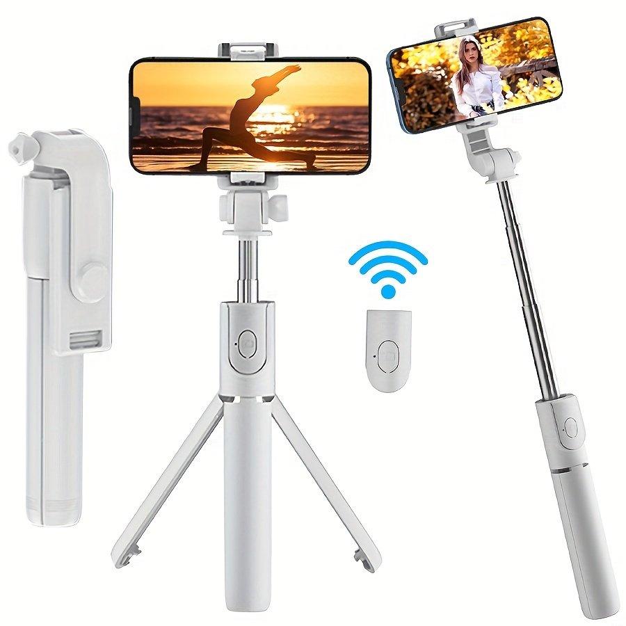 Perche à Selfie Trépied avec Télécommande Sans Fil, Support Téléphone Extensible Rotatif à 360° , de Voyage