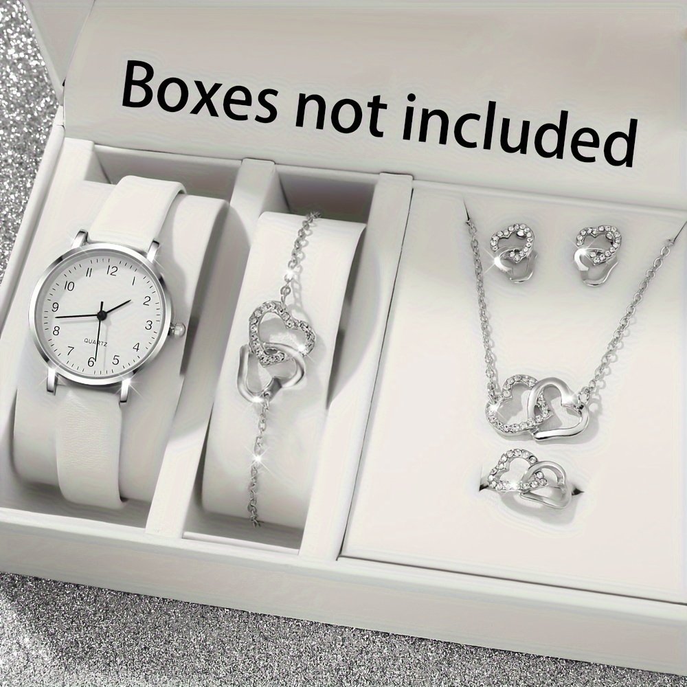 Ensemble de 6 pièces décontractée avec ensemble de bijoux de strass en forme de cœur, parfait comme cadeau