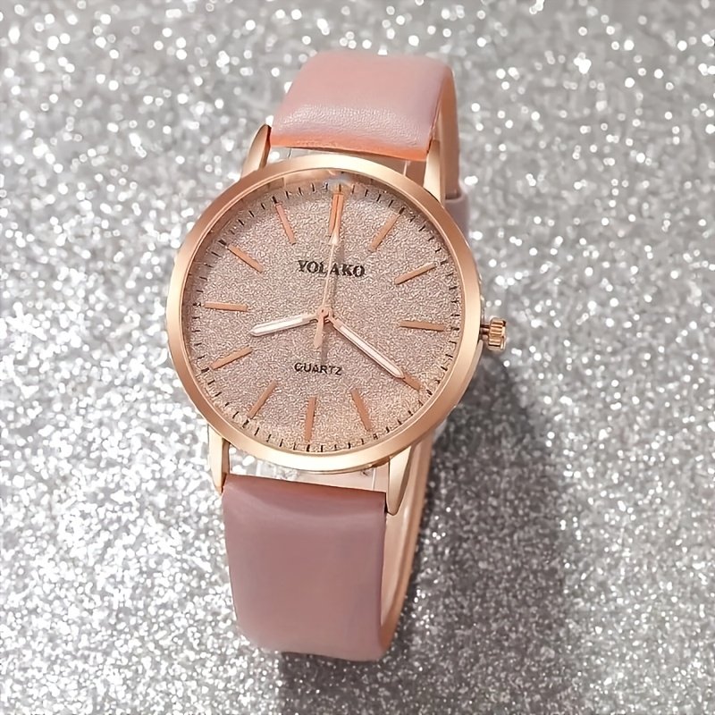 Montre à Quartz Chic pour Femmes avec Ensemble de Bijoux 6pcs - Bracelet en Similicuir PU - Cadeaux Parfaits