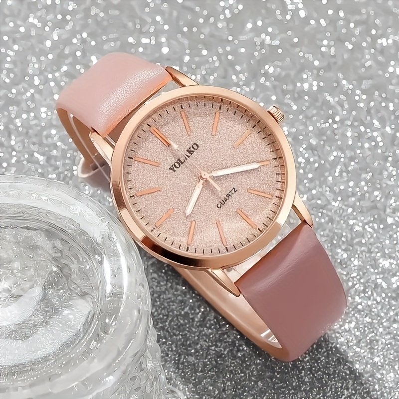 Montre à Quartz Chic pour Femmes avec Ensemble de Bijoux 6pcs - Bracelet en Similicuir PU - Cadeaux Parfaits