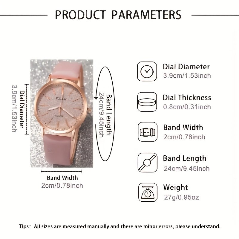 Montre à Quartz Chic pour Femmes avec Ensemble de Bijoux 6pcs - Bracelet en Similicuir PU - Cadeaux Parfaits