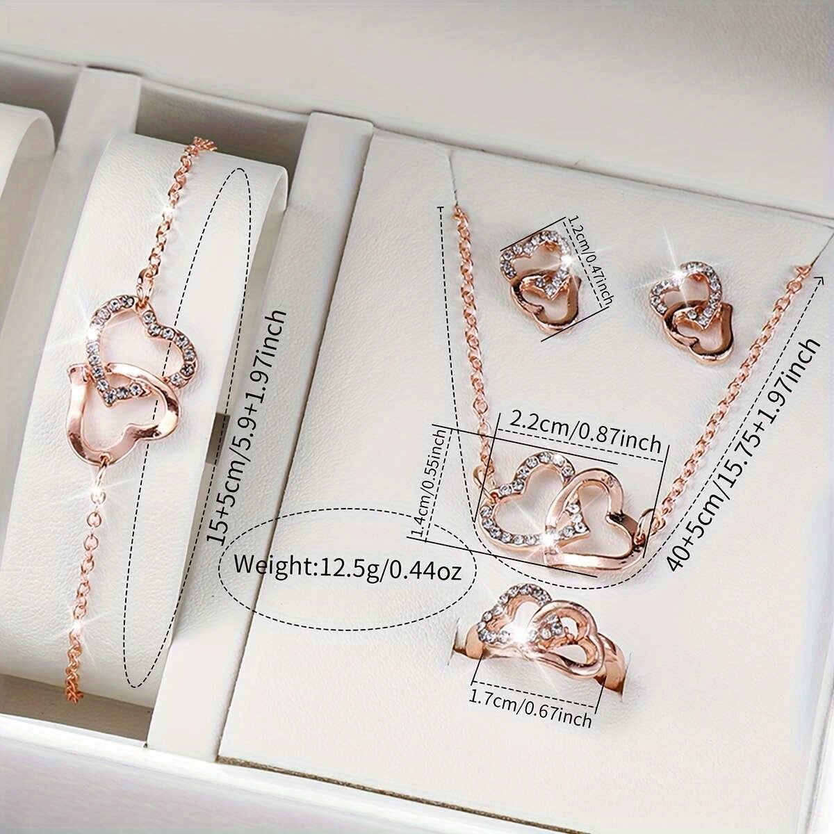 Montre élégante pour femmes avec ensemble de bijoux cœur (6 pièces), boîtier de montre non inclus