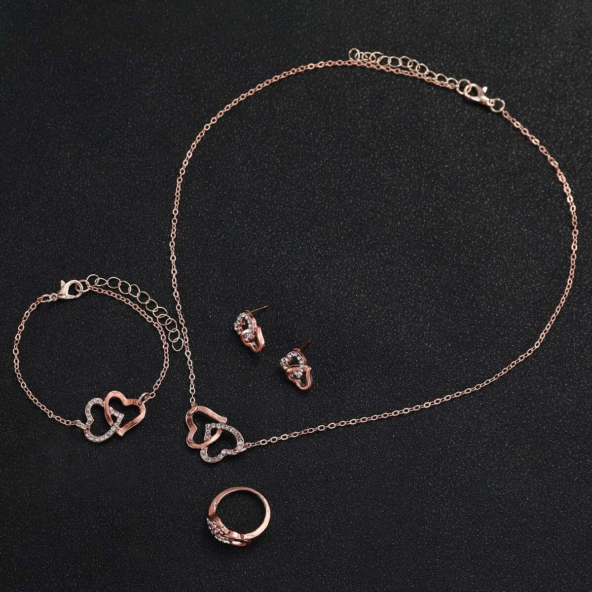 Montre élégante pour femmes avec ensemble de bijoux cœur (6 pièces), boîtier de montre non inclus