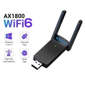 Adaptateur USB WiFi 6, 1800Mbps, 5G/2.4GHz, USB 3.0, Stérilisation sans fil, Antenne à gain élevé pour Windows ns fil, Carte réseau 11ax, Antenne à gain élevé pour Windows