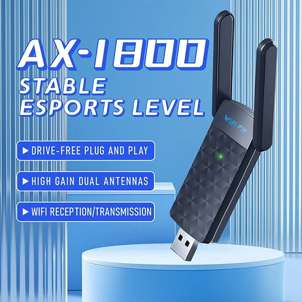 Adaptateur USB WiFi 6, 1800Mbps, 5G/2.4GHz, USB 3.0, Stérilisation sans fil, Antenne à gain élevé pour Windows ns fil, Carte réseau 11ax, Antenne à gain élevé pour Windows