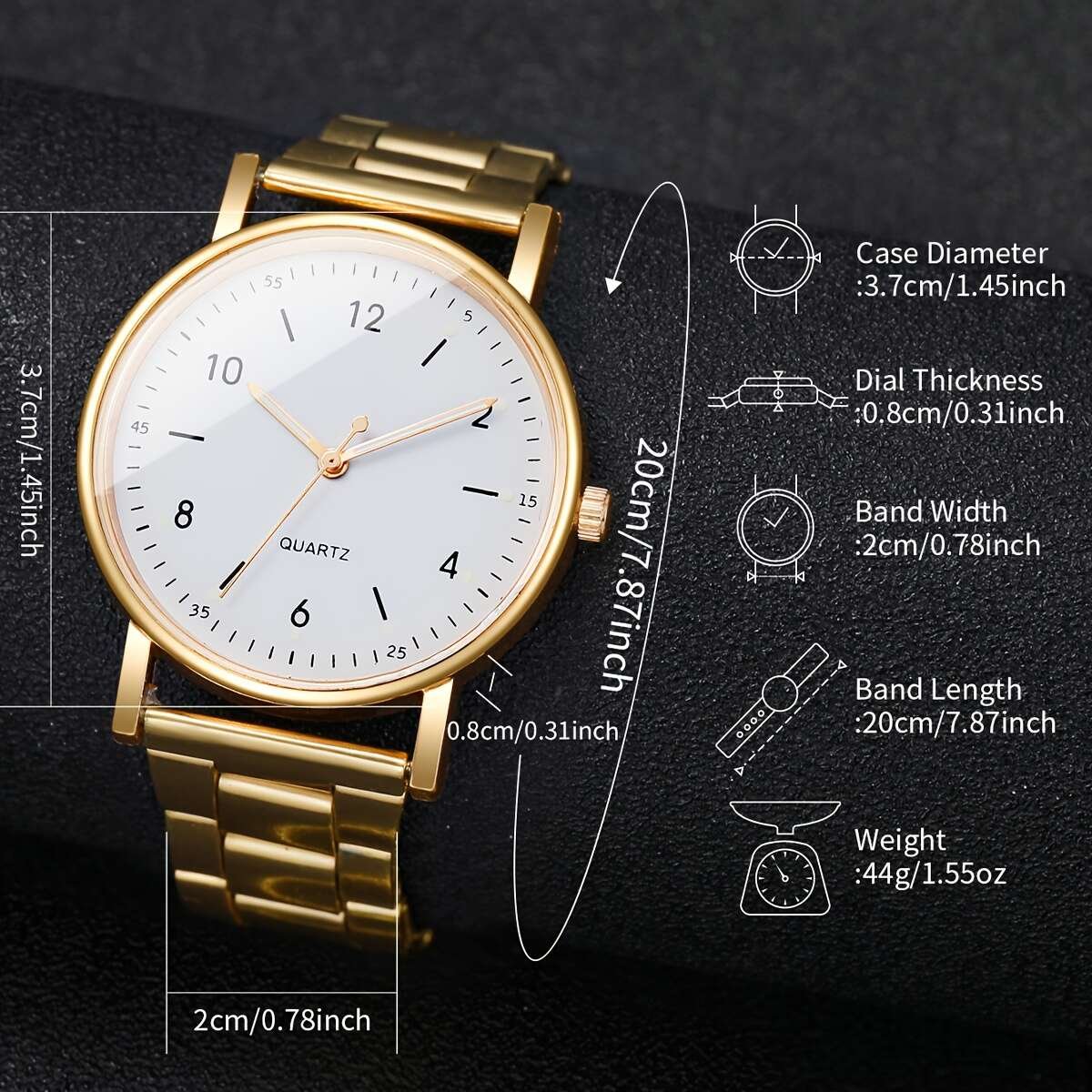 Ensemble Montre sans boîte de 4 pièces pour femmes, cadeau tendance, décontractée, classique