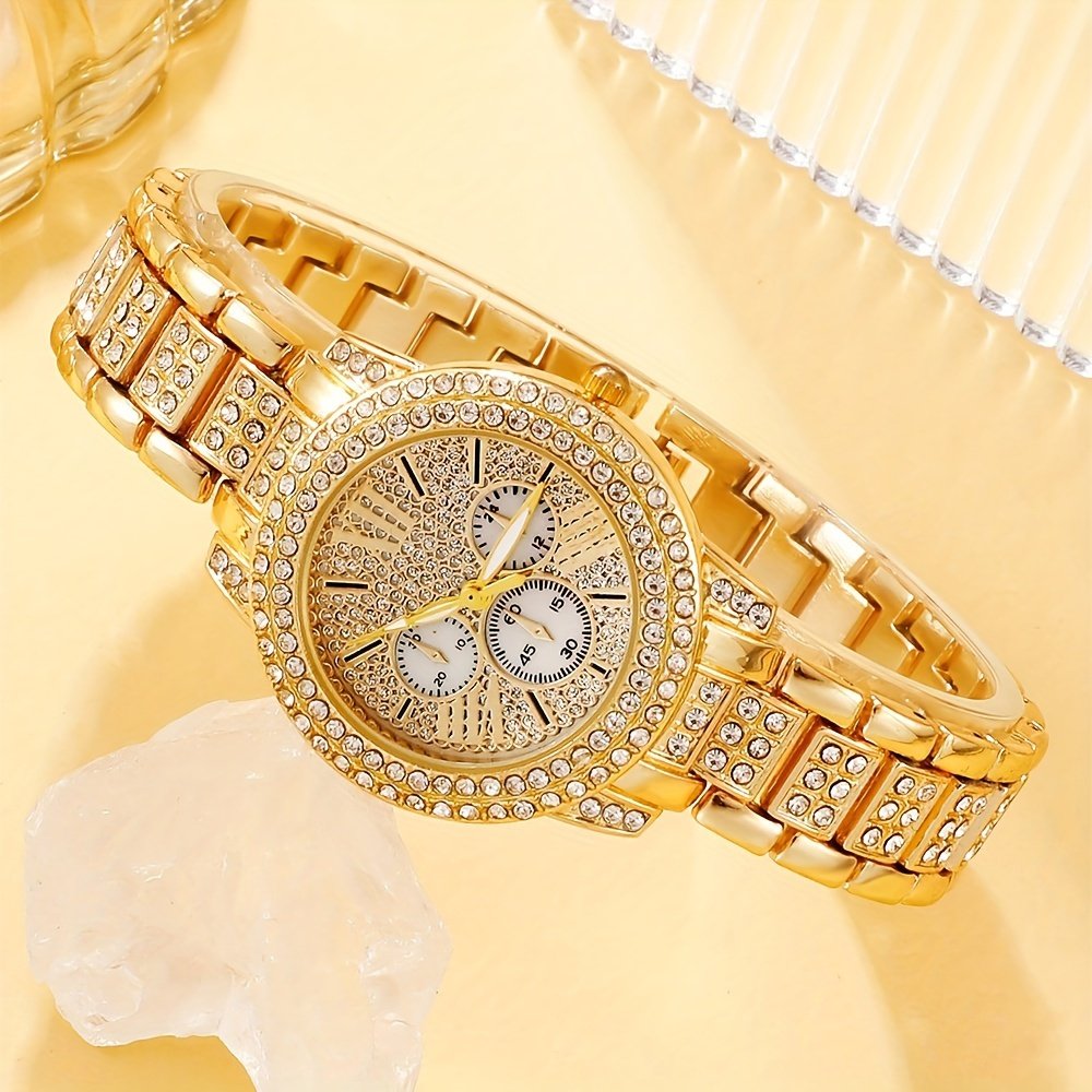 Ensemble Montre sans boîte 6 pièces, avec Bracelet Chaîne et Collier Classique, Style Élégant et Simple, Cadeaux Hommes