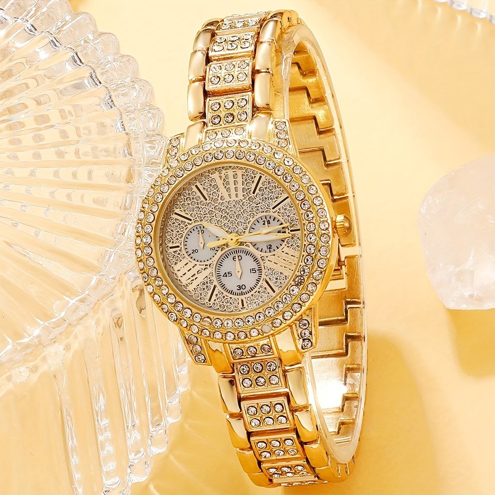 Ensemble Montre sans boîte 6 pièces, avec Bracelet Chaîne et Collier Classique, Style Élégant et Simple, Cadeaux Hommes